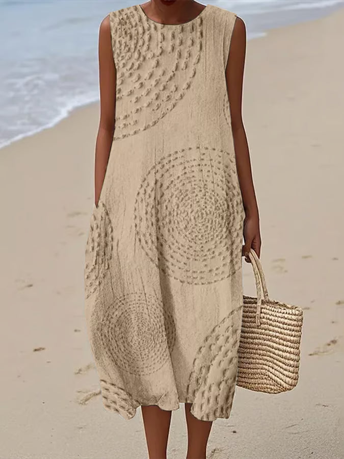 Eliza | Vestido Midi Sin Mangas Bordado Suave