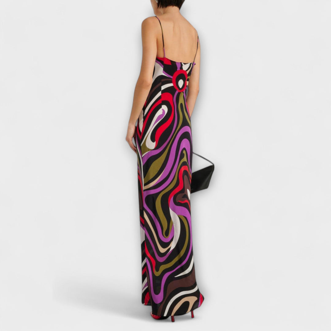Daphne - Vestido Maxi en Estampado Mármol