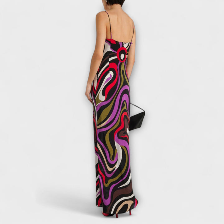 Daphne - Vestido Maxi en Estampado Mármol