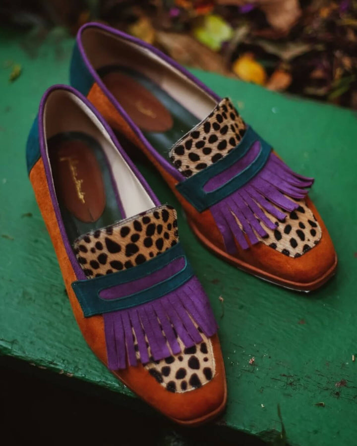 Hallie | Mocasín con Flecos y Estampado Animal