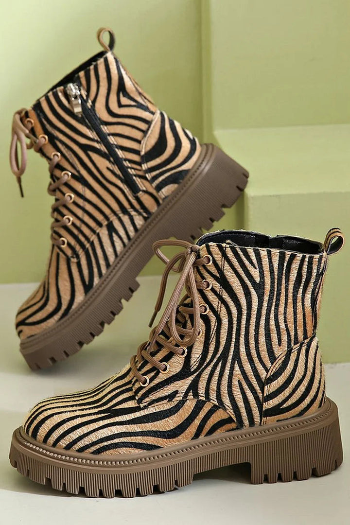 Blair | Botas de Encaje con Estampado de Cebra