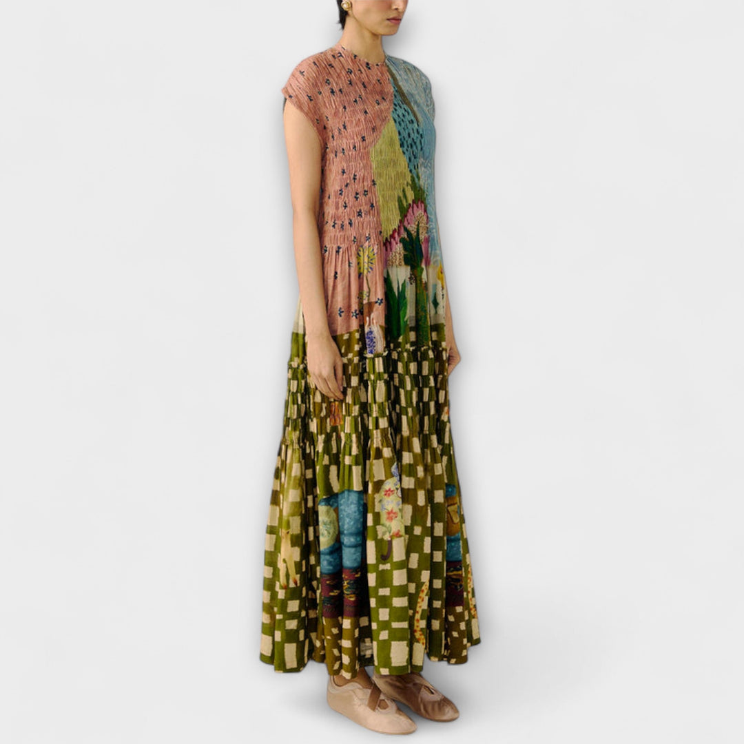 Amara - Vestido Plisado con Estampado Animal