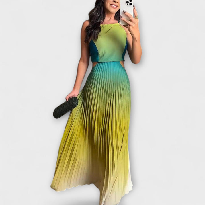 Haven - Elegante Vestido Maxi Sin Espalda con Tie-Dye