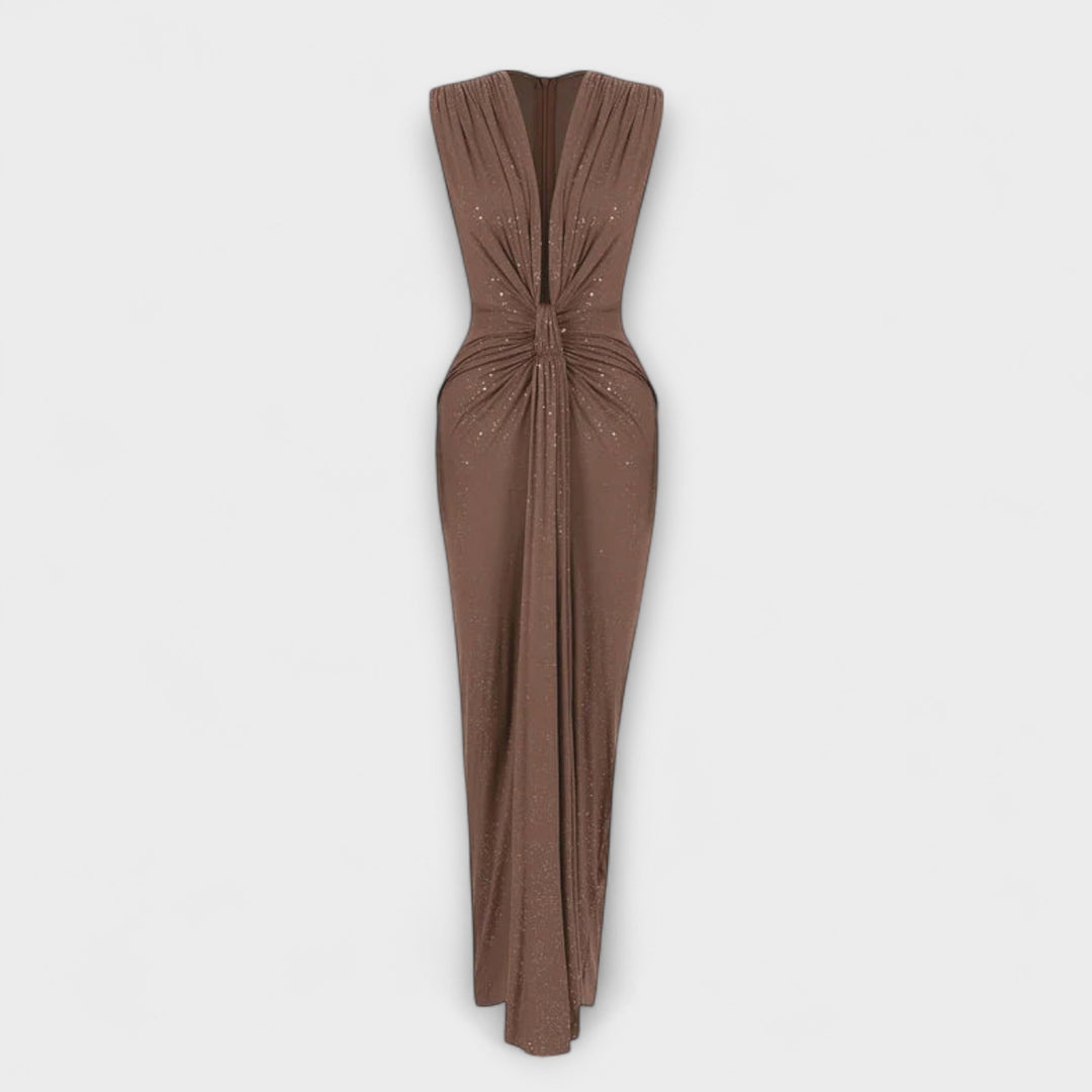 Thea - Vestido Maxi con Escote en V Profundo