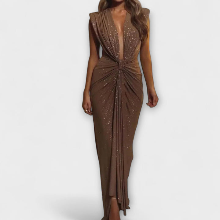 Thea - Vestido Maxi con Escote en V Profundo