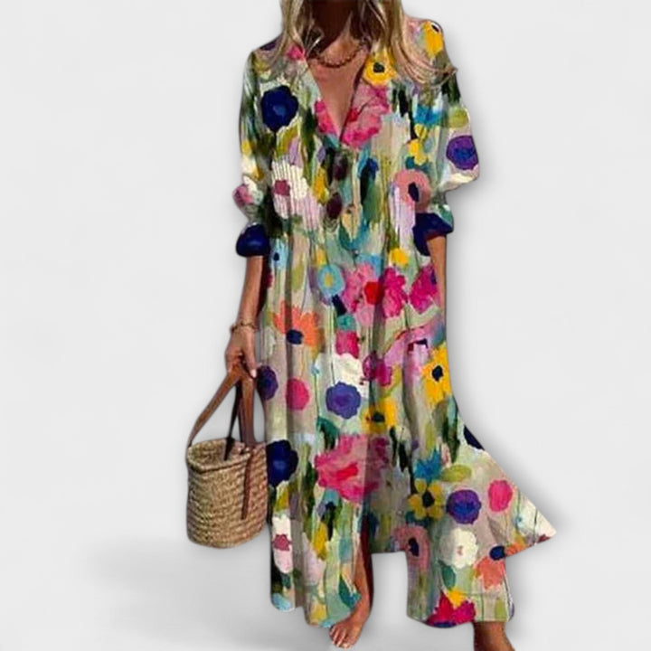 Lila - Vestido Maxi Halagador con Cobertura para el Abdomen