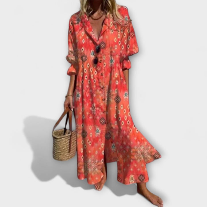 Lila - Vestido Maxi Halagador con Cobertura para el Abdomen