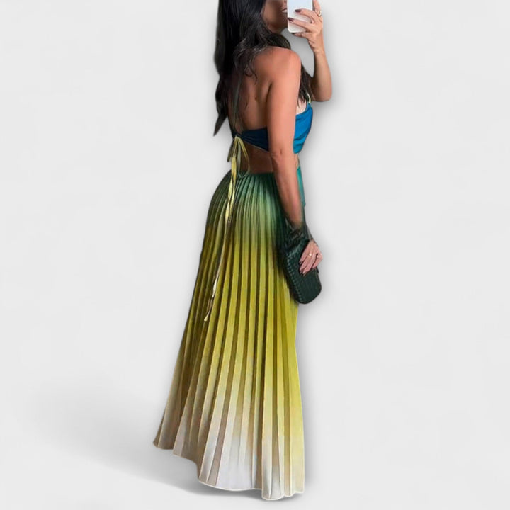 Haven - Elegante Vestido Maxi Sin Espalda con Tie-Dye