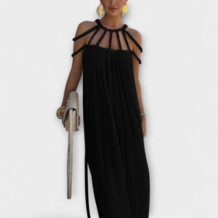 Briar - Vestido Maxi Chic Hecho de Mezcla de Lino con Tirantes Draped