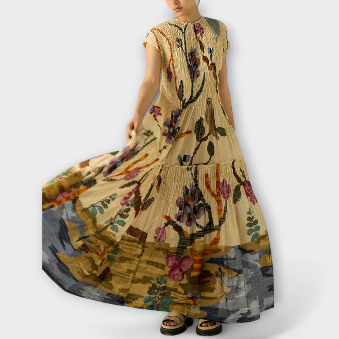 Amara - Vestido Plisado con Estampado Animal